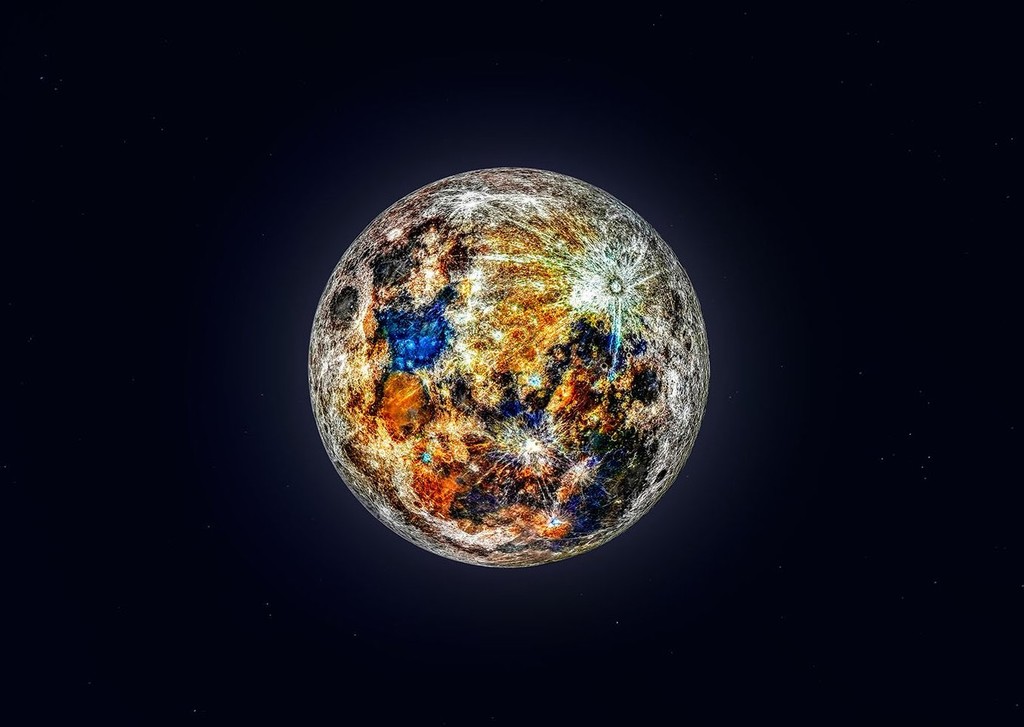 150.000 fotografías para crear esta alucinante imagen que nos muestra los colores ocultos de la Luna